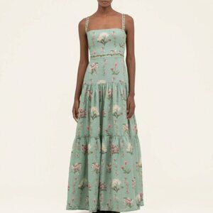 Agua by Agua Bendita Lima Orchid Floral Print Linen Maxi Dress